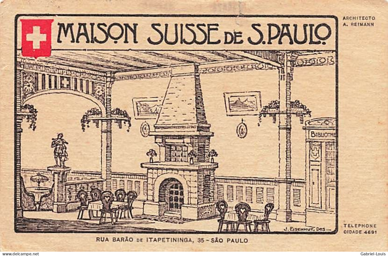 Maison Suisse De S. Paulo Sao Rua Barao Itapetininga Architecto Reimann Brazil Schweiz Schweizer Haus Cachet Luzern 1930 - São Paulo