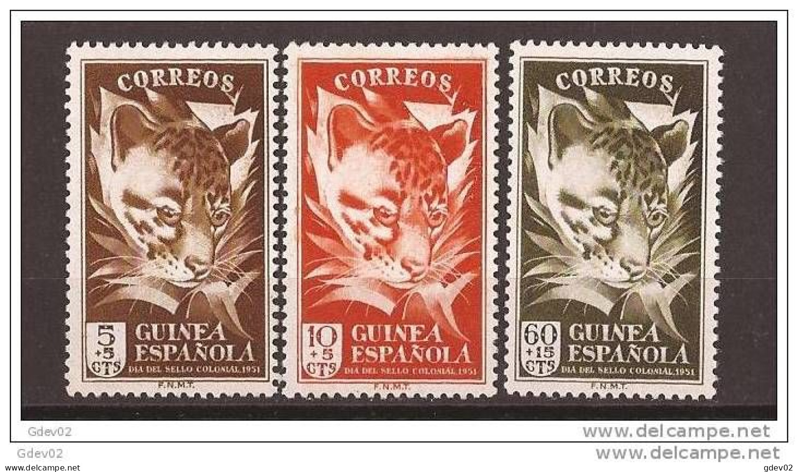 GUI306SCSF-L4087PC-TMAMIFGATOSOTROS.Guinea Guinee GUINEA ESPAÑOLA  DIA DEL SELLO.Geneta. 1951( Ed 306/8**) Sin Charnela - Other & Unclassified