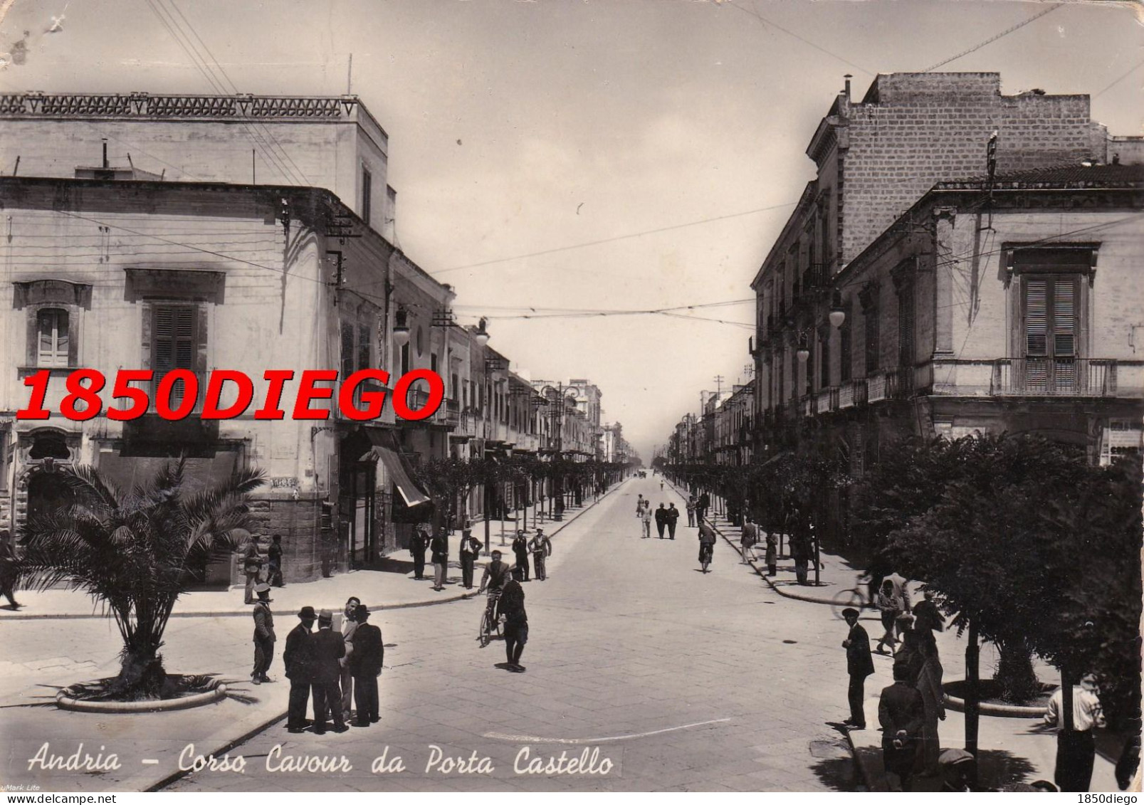 ANDRIA - CORSO CAVOUR DA PORTA CASTELLO F/GRANDE VIAGGIATA 1952 ANIMAZIONE - Andria