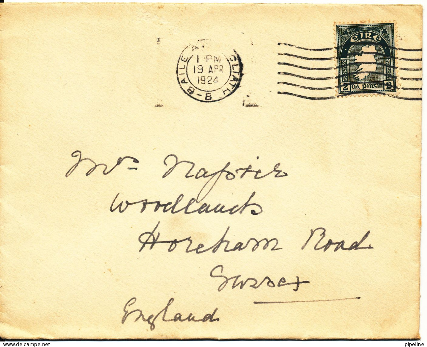 Ireland Cover Sent To England Baile Atha Cliath 19-4-1924 Single Franked - Brieven En Documenten