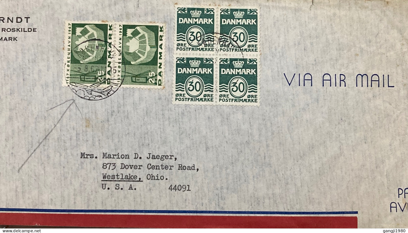 DENMARK-1967, COVER USED TO USA, COPENHAGEN OLD CITY & WINDMILL, COAT OF ARM, CITY SPECIAL, PICTURAL CANCEL,FIRM F·ARNDT - Lettres & Documents