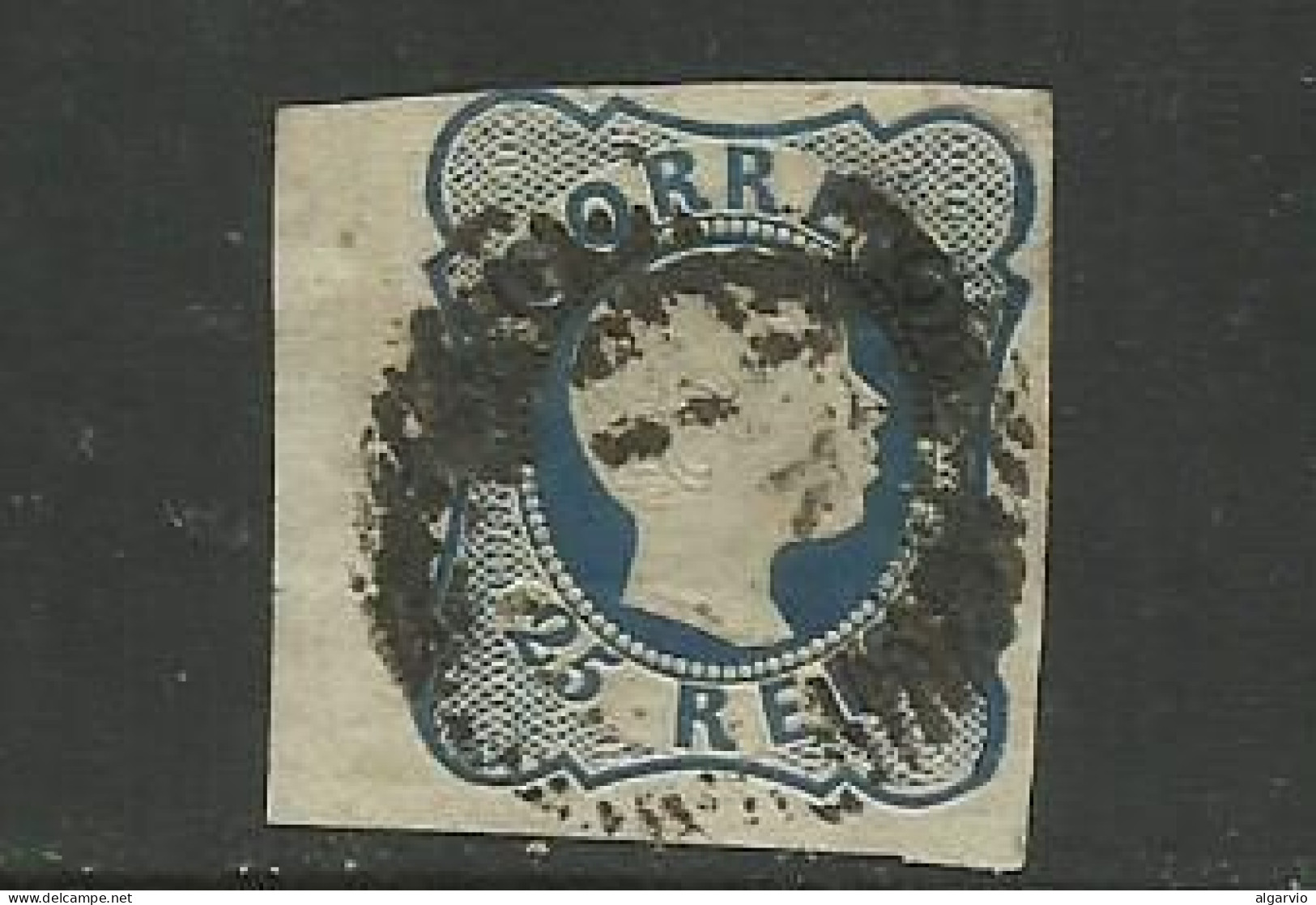 Portugal 1856/8 D.Pedro, Anelados.# 11,25rs Azul Usado, Belas Margens Lt 637 - Gebraucht