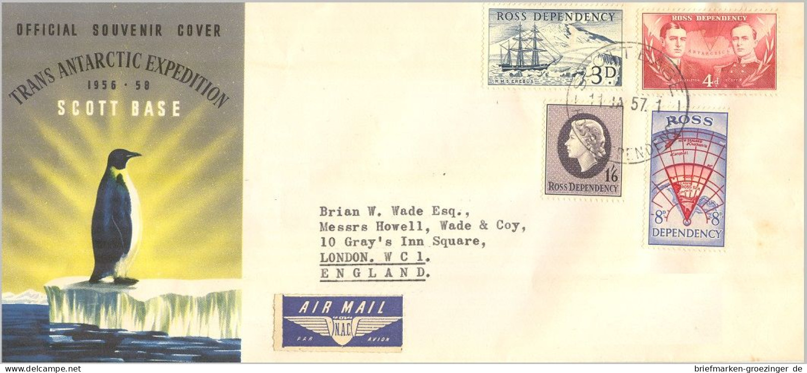 Neuseeland Trans-Antarctic Expedition Scott Base DIN-Langbrief -16-8927 - Storia Postale