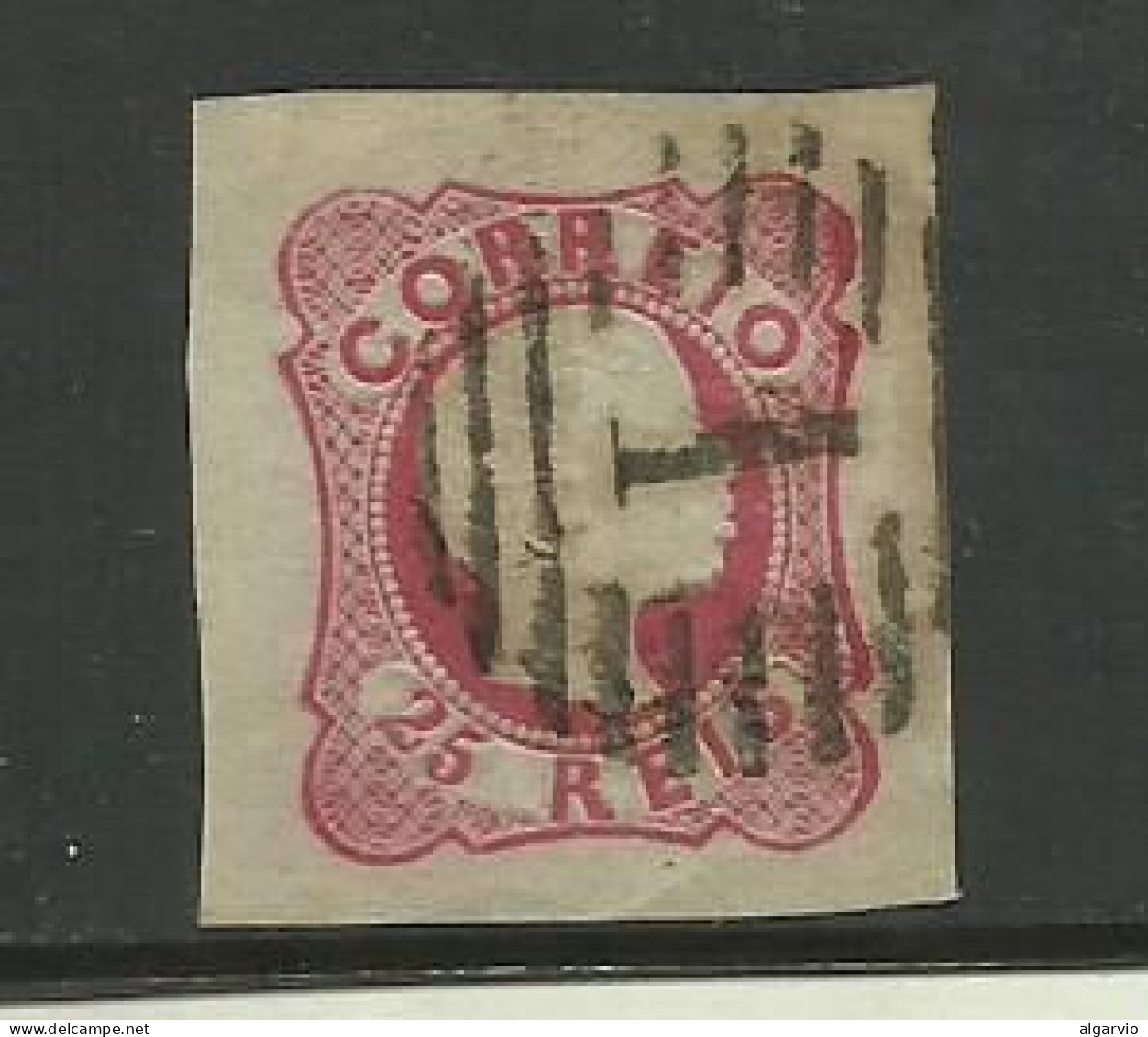 Portugal 1856/8 D.Pedro, Anelados ,# 13.# 25rs  Rosa Usado, Margens, Grandes Bonito Lt 642 - Gebraucht