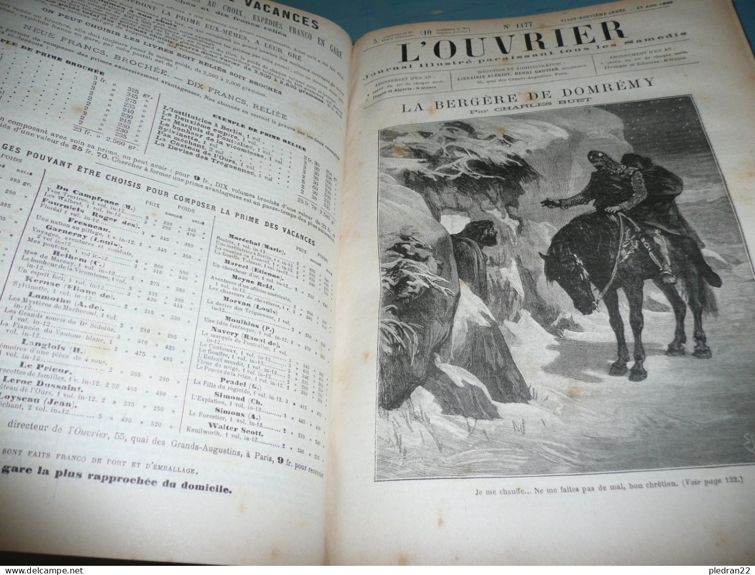 RELIURE DE LA REVUE L'OUVRIER 29è ANNEE 1889 1890 N° 1462 à 1513 BIOGRAPHIES CAUSERIES LITTERATURE SCIENCES Etc. - Soziologie