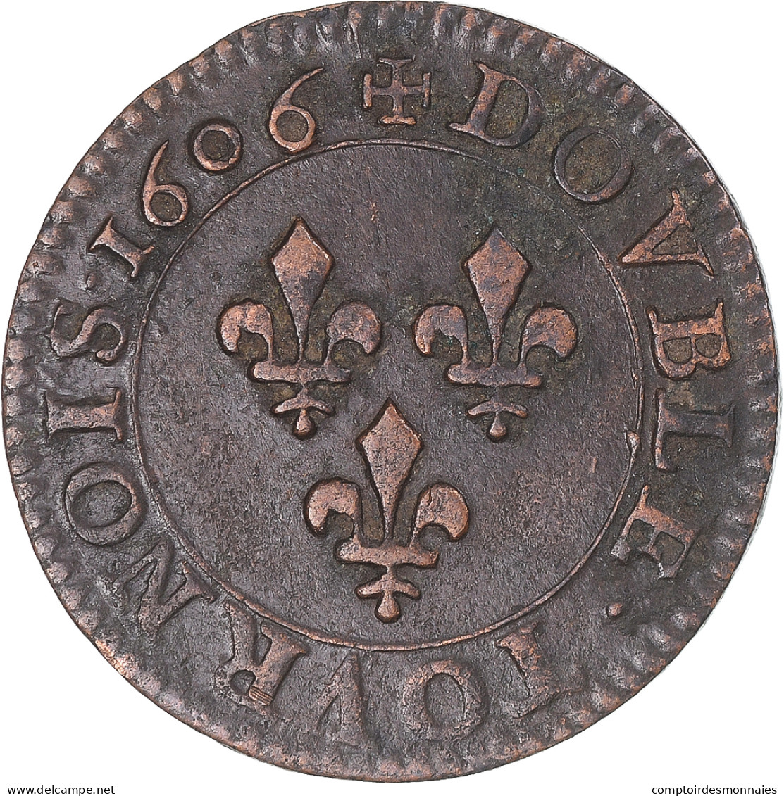 Monnaie, France, Henri IV, Double Tournois, 1606, Paris, TTB+, Cuivre - 1589-1610 Henri IV Le Vert-Galant