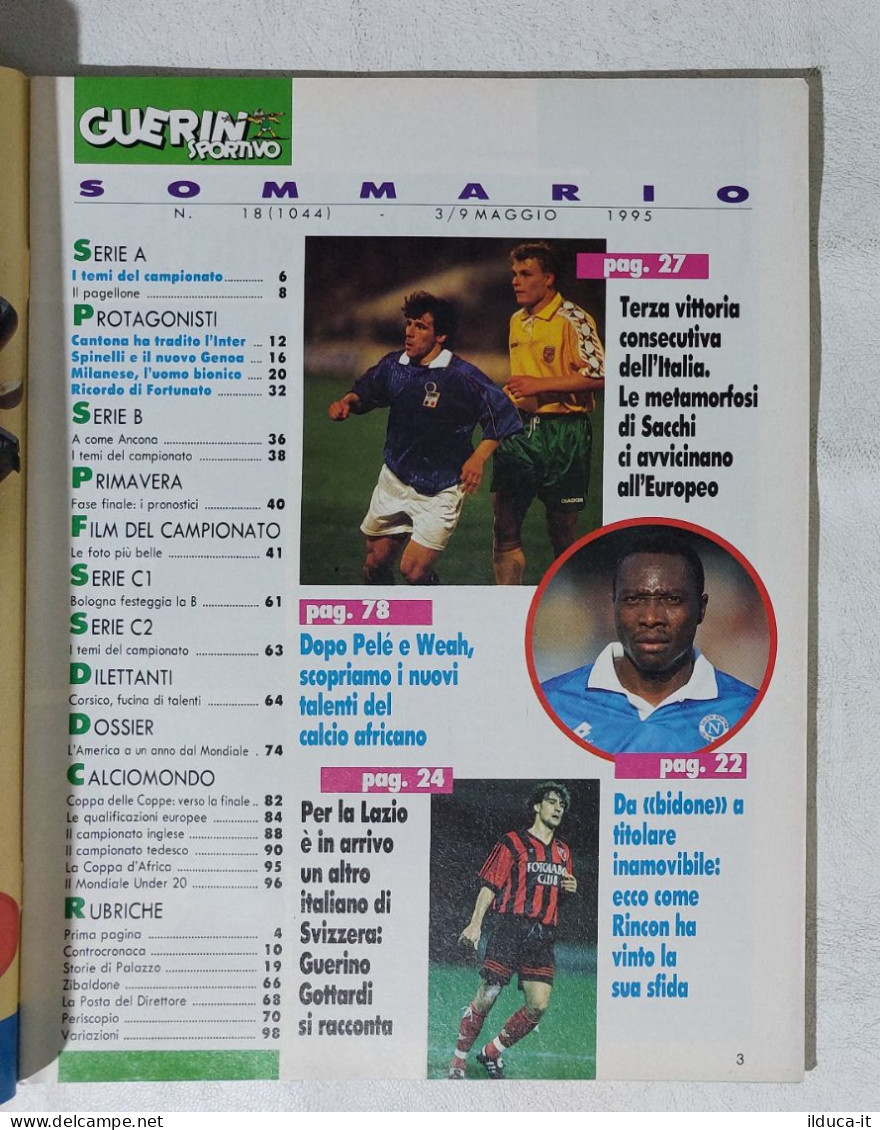 I115016 Guerin Sportivo A. LXXXIII N. 18 1995 - Andrea Fortunato - Cantona Baggi - Sport