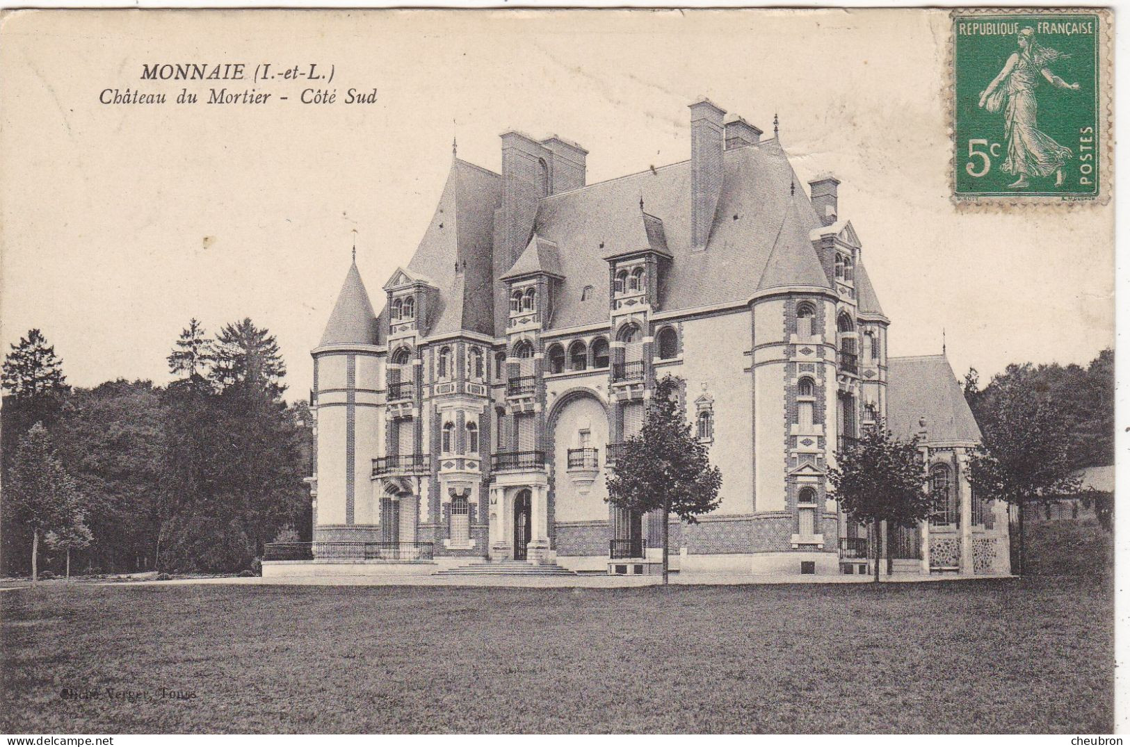 37. MONNAIE. CPA.  CHATEAU DU MORTIER COTE SUD. ANNEE 1908 + TEXTE - Monnaie