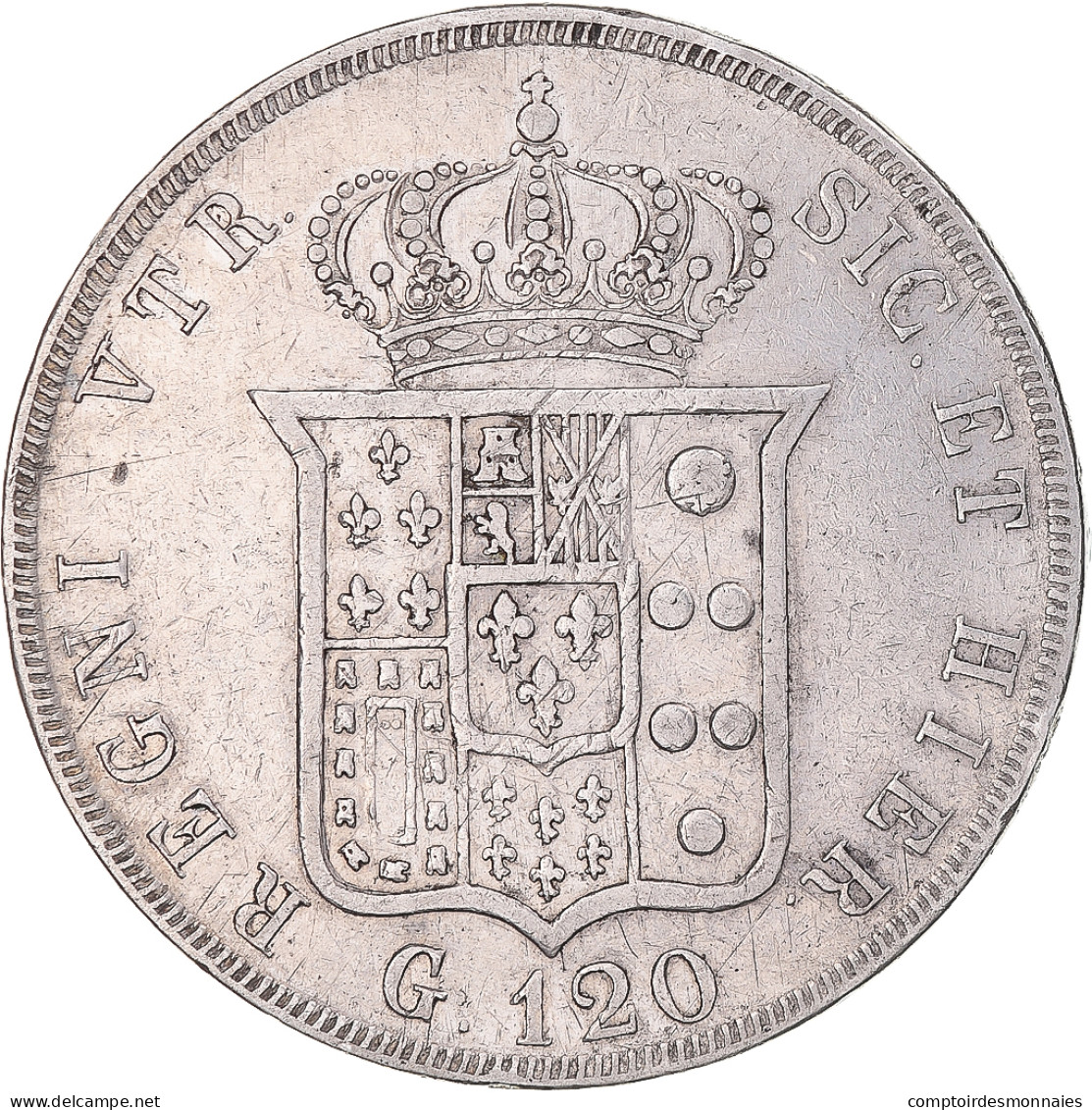 Monnaie, États Italiens, NAPLES, Ferdinando II, 120 Grana, 1848, Naples, TB+ - Naples & Sicile