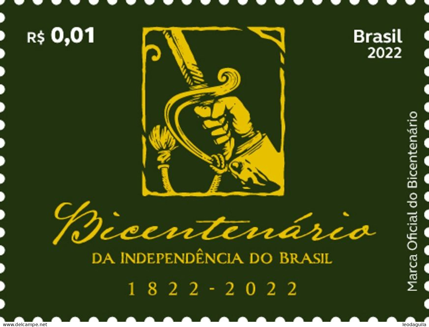 BRAZIL 7-2022 -  BICENTENARY OF THE INDEPENDENCE OFFICIAL LOGO (FULL SHEET 30 Stamps +  EDICT ) - MINT - Unused Stamps