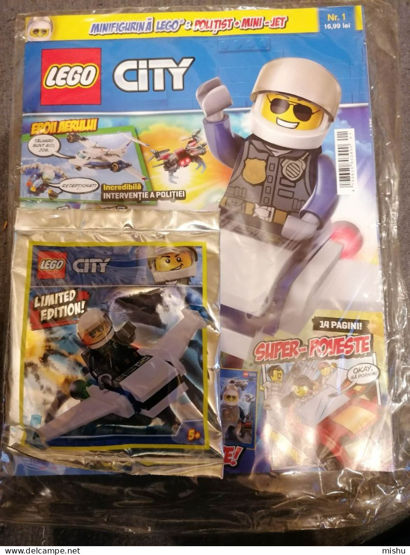 Romania - LEGO CITY Magazine With Action Figure Inside ( POLICE MAN WITH MINI JET ) Limited Edition - Poppetjes