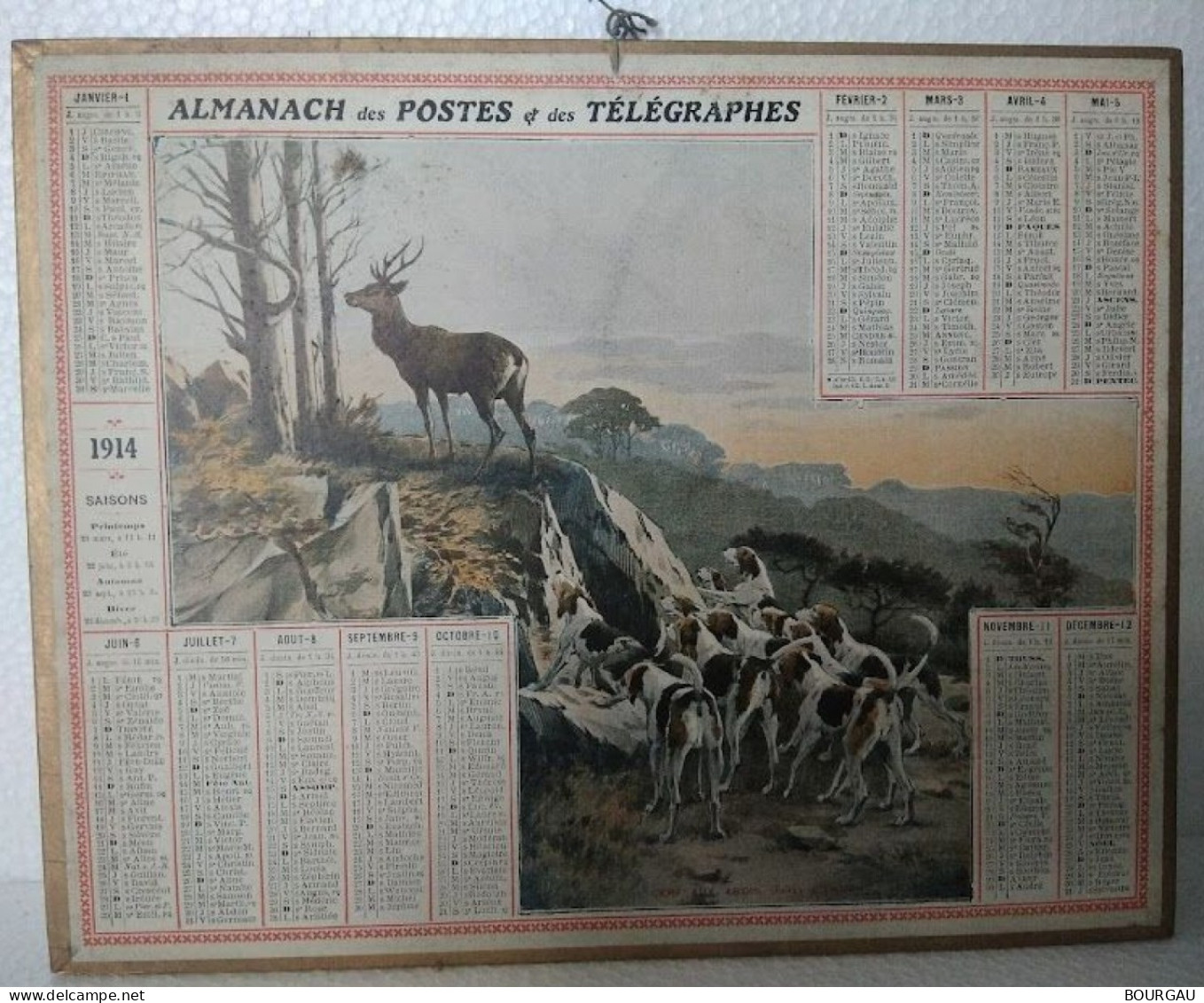 Somme / 80 / Calendrier / Almanach Des Postes Et Des Télégraphes / 1914 / Edit: Oberthur – Rennes - Groot Formaat: 1901-20