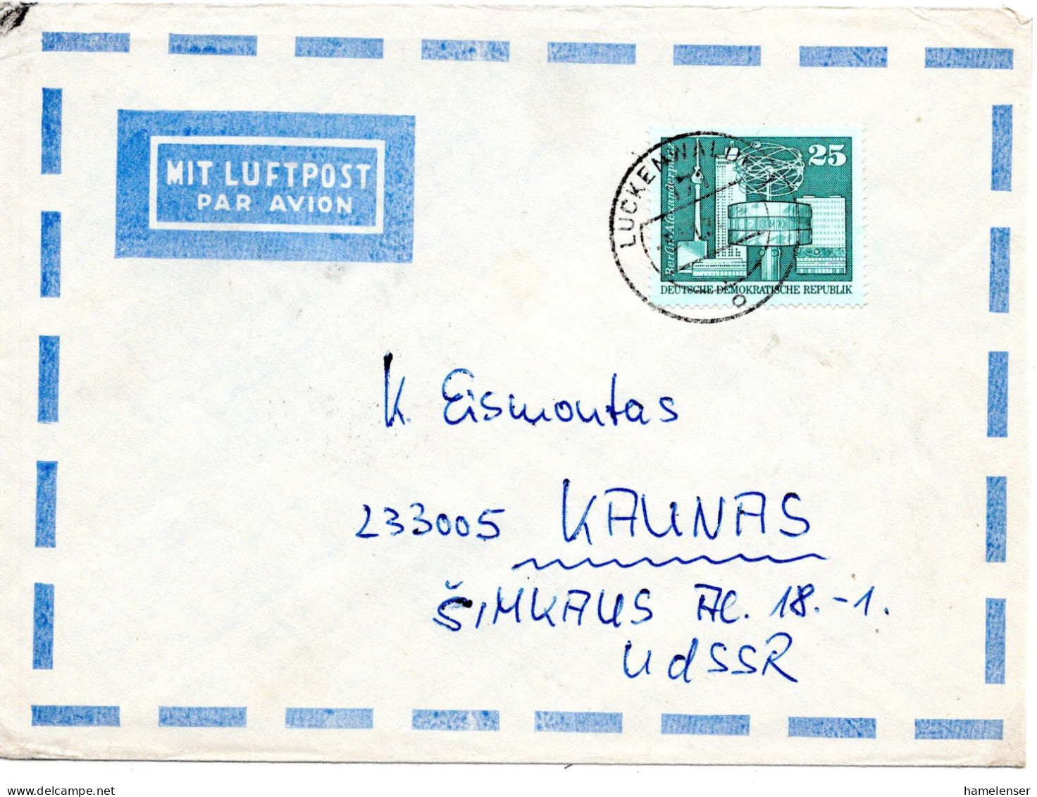 66873 - DDR - 1981 - 25Pfg Gr Bauten EF A LpBf LUCKENWALDE -> KAUNAS (UdSSR) - Lettres & Documents