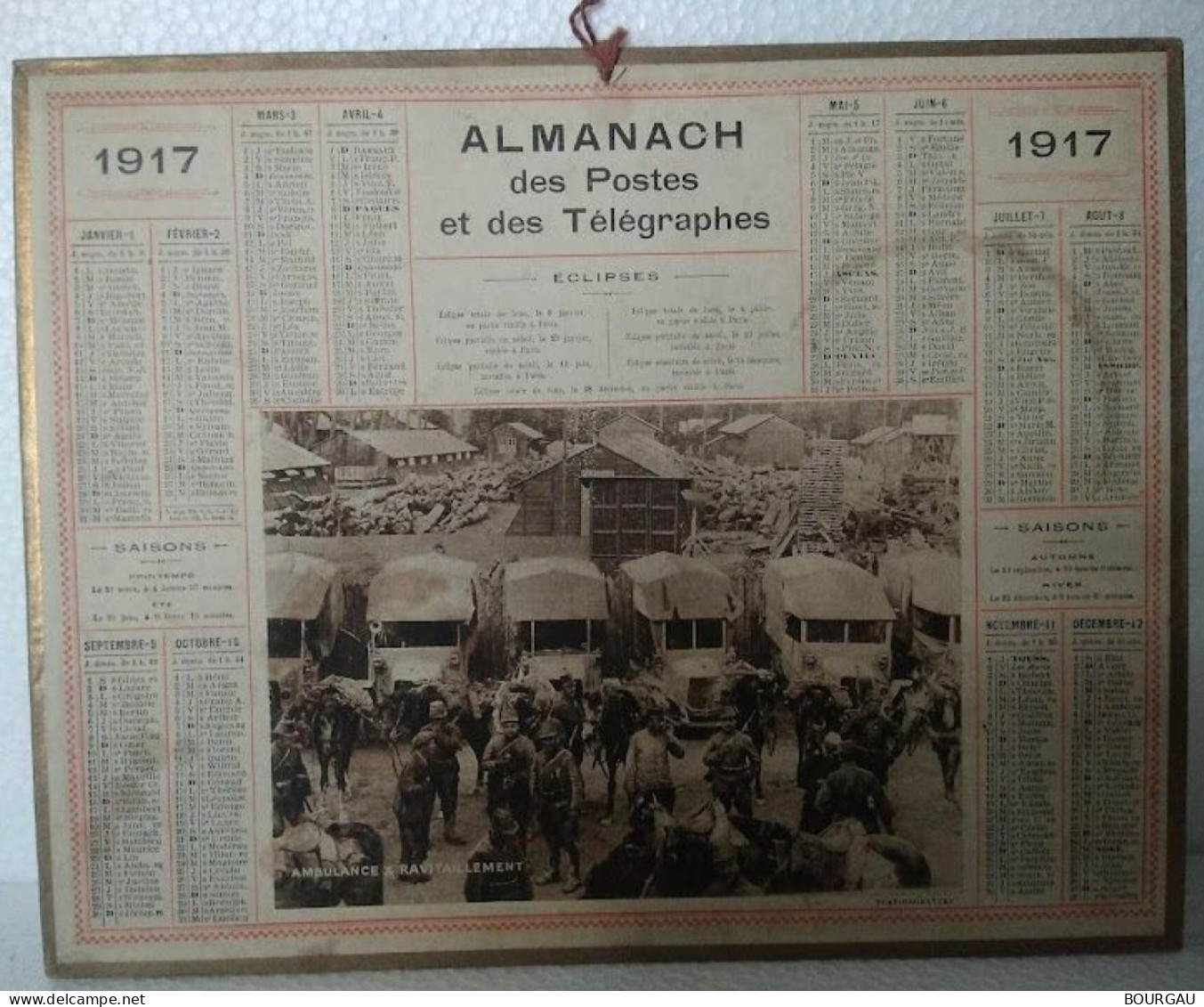 Somme / 80 / Calendrier / Almanach Des Postes Et Des Télégraphes / 1917 / Edit: Oberthur – Rennes - Groot Formaat: 1901-20