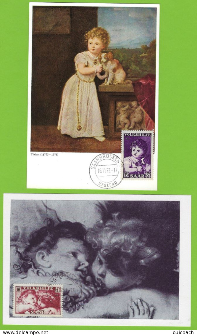 Enfant, Oeuvres De Titien Et Rubens, Sarre Carte-maximum 323 + 324 + 325 - Cartes-maximum