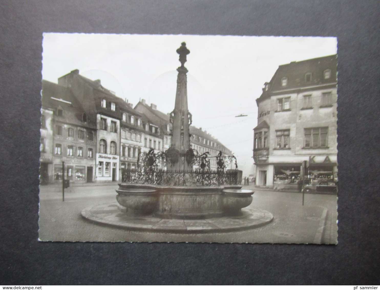 Echtfoto AK Saarbrücken St. Johanner Markt Mit Saarland Heuss II Nr.420 U. Nr.448 Stempel Gersweiler über Saarbrücken - Lettres & Documents