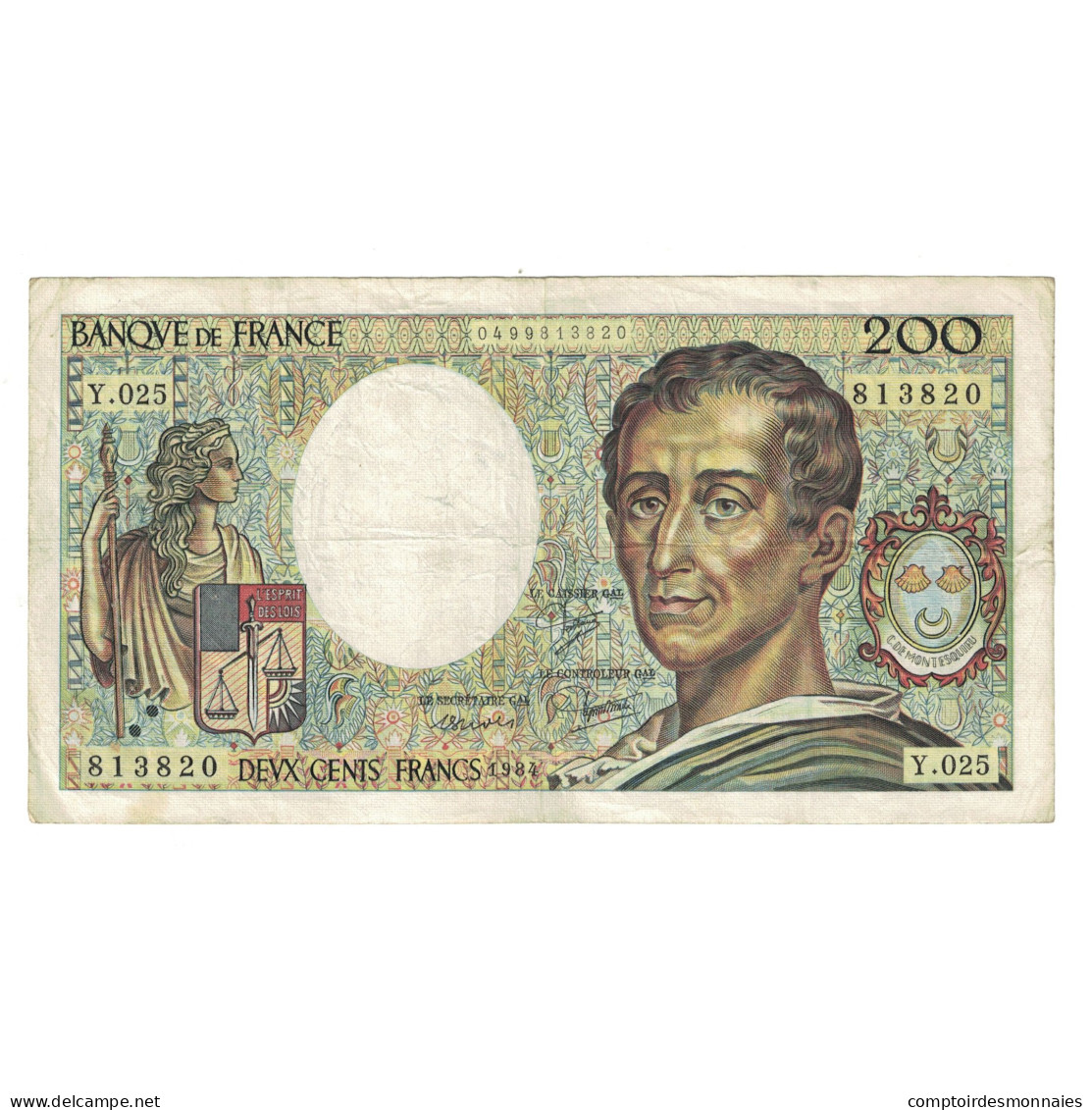 France, 200 Francs, Montesquieu, 1984, Y.025 813820, TB+, Fayette:70.4, KM:155a - 200 F 1981-1994 ''Montesquieu''