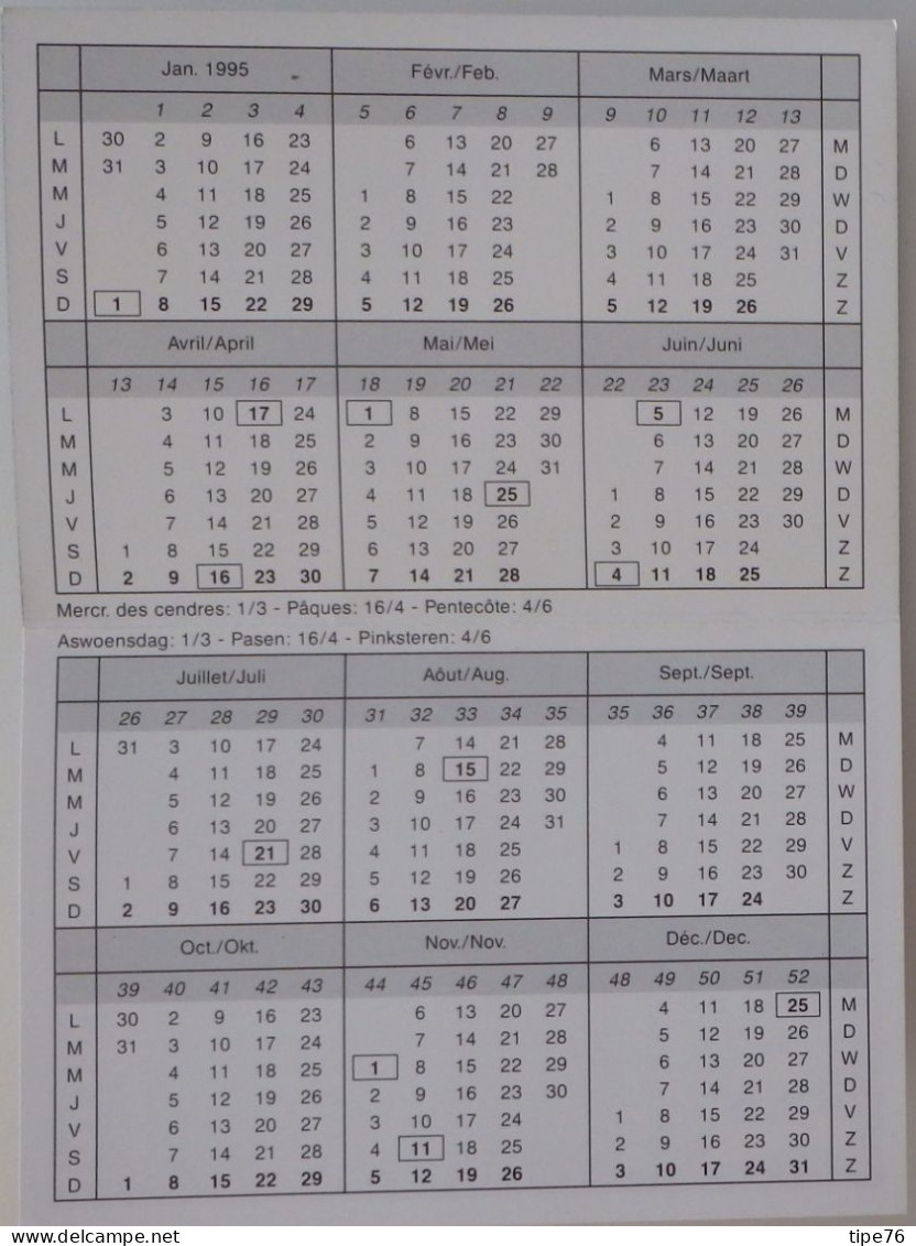 Petit Calendrier De Poche 1995 Salon International Des Collectionneurs Charleroi Illustration Michelin Fusée... - Grossformat : 1991-00