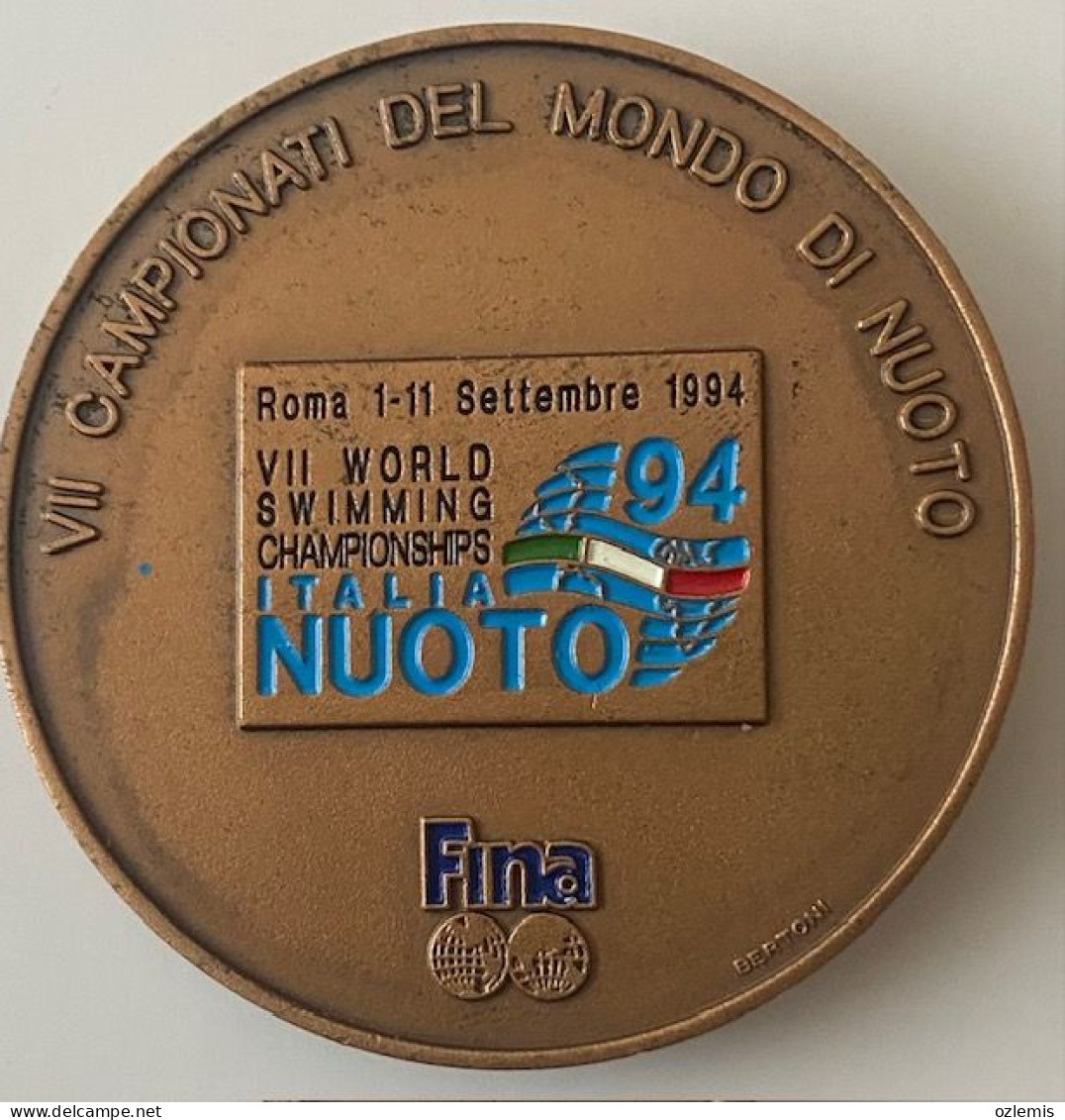 ITALIA,VII WORLD SWIMMING CHAMPIONSHIPS 94 ITALIA NUOTO,MEDAL,BERTONI - Schwimmen