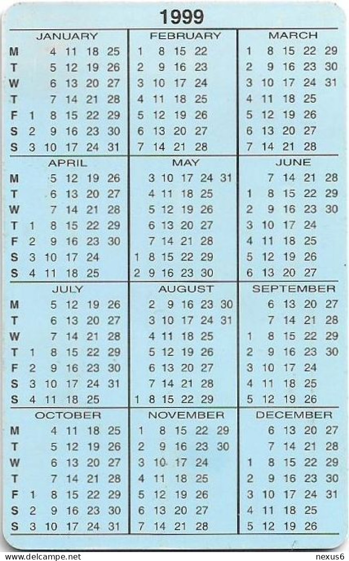 Sudan - Sudatel - Calendar 1999, Chip Gem5 Red, 03.1999, 300Units, 300.000ex, Used - Soedan