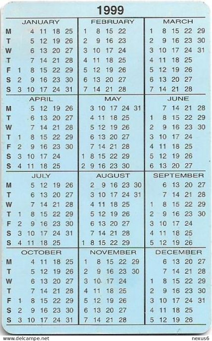 Sudan - Sudatel - Calendar 1999, Chip Gem5 Red, 03.1999, 300Units, 300.000ex, Used - Sudan