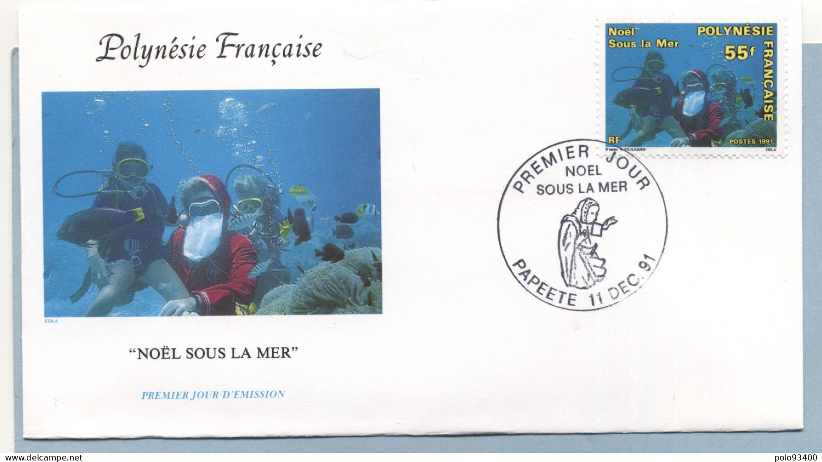 1991 NOEL SOUS LA MER 55 FRANCS - Brieven En Documenten