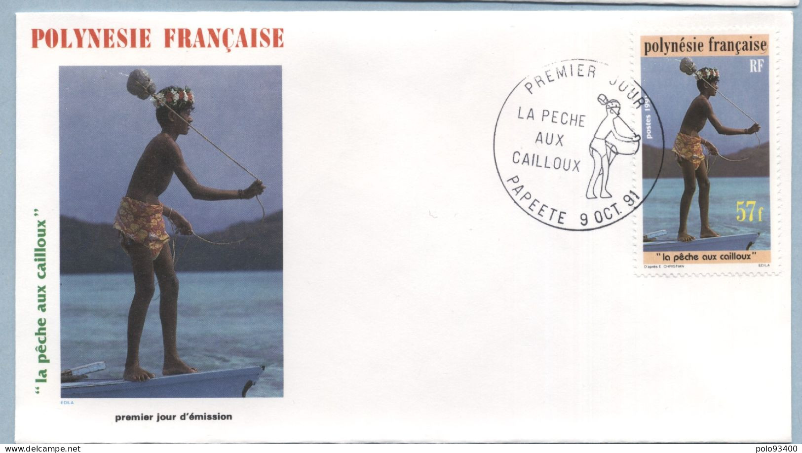 1991 OCT 09  LA PÊCHE AUX CAILLOUX 57 FRANCS - Brieven En Documenten