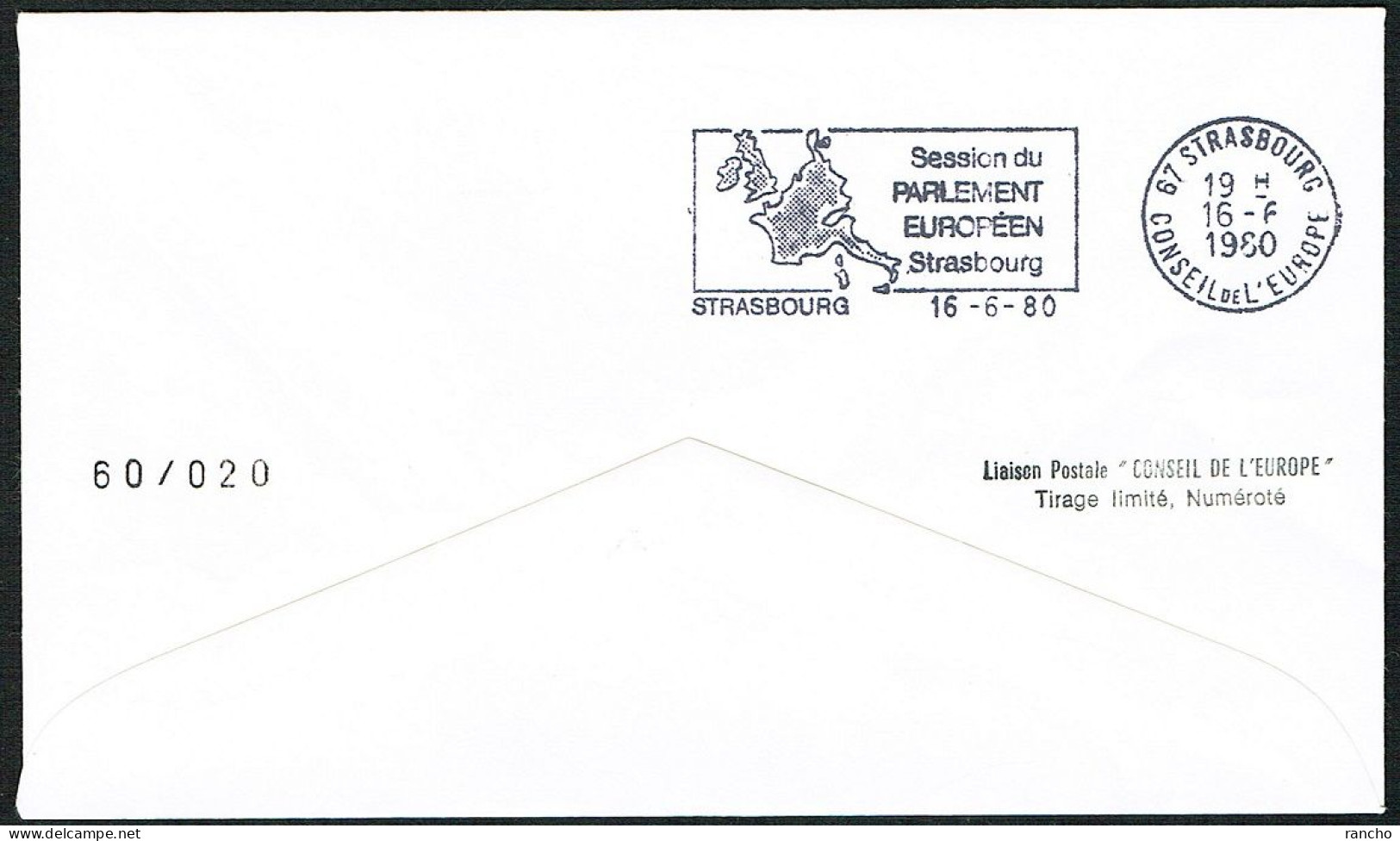 EUROPA FDC SERVICE . TIRAGE LIMITE Nr:60/20 DU CONSEIL DE L'EUROPE STRASBOURG. ANDORRE LA VIEILLE .28.ABR.1980. - Storia Postale