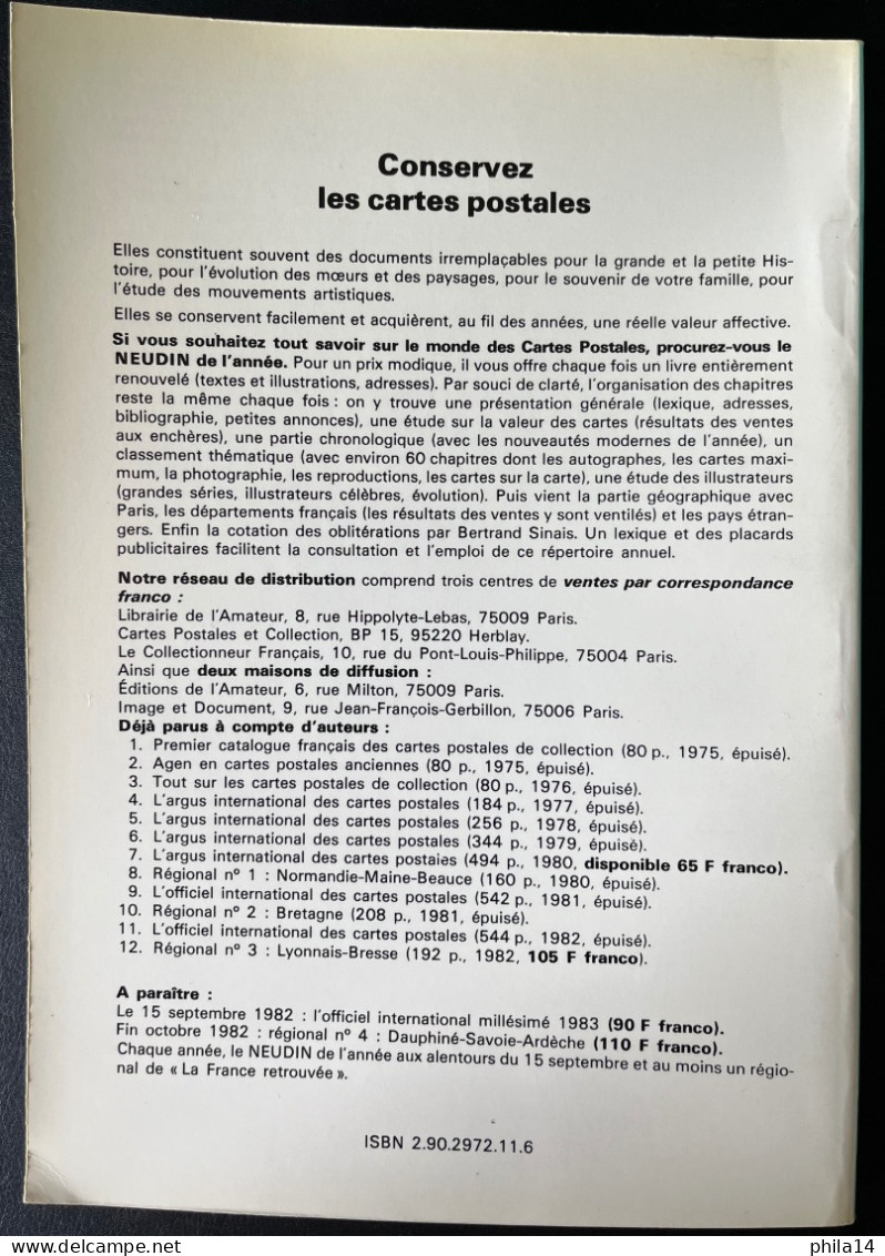 CATALOGUE NEUDIN LYONNAIS BEAUJOLAIS BRESSE FOREZ TOME 3 / 1982 / 192 PAGES - Boeken & Catalogi