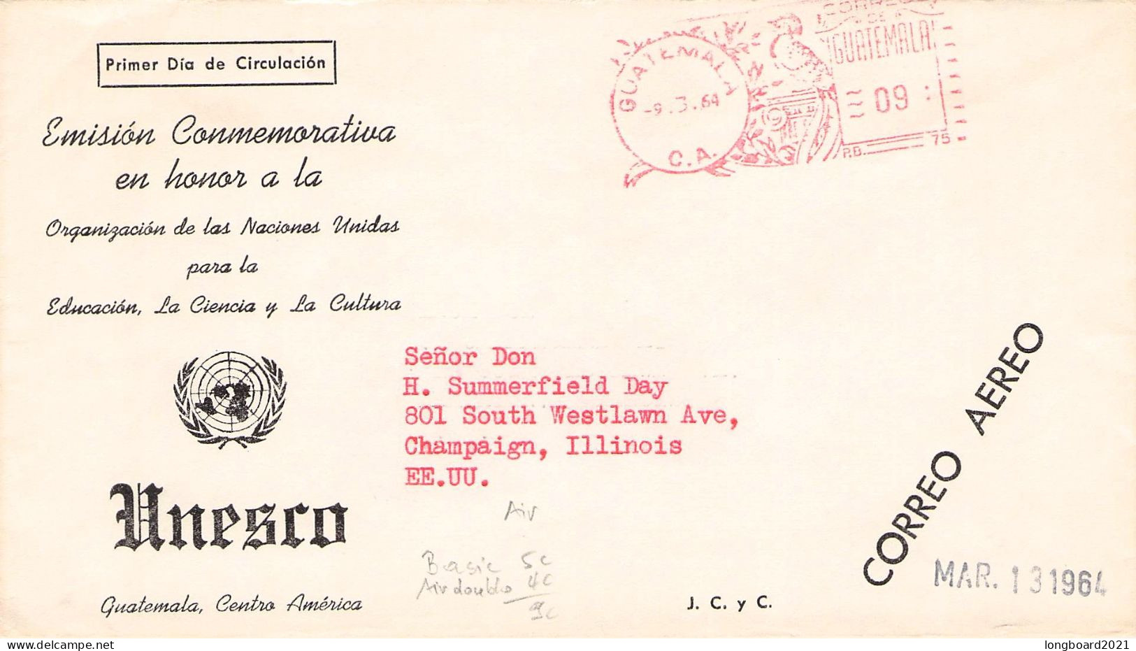 GUATEMALA - AIRMAIL 1964 > CHAMPAIGN, IL -METER- / *9 - Guatemala