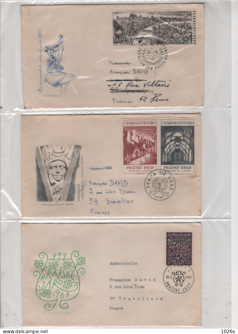 LOT DE 12 ENVELOPPES 1er JOUR DE TCHECOSLOVAQUIE DE 1967 - Storia Postale