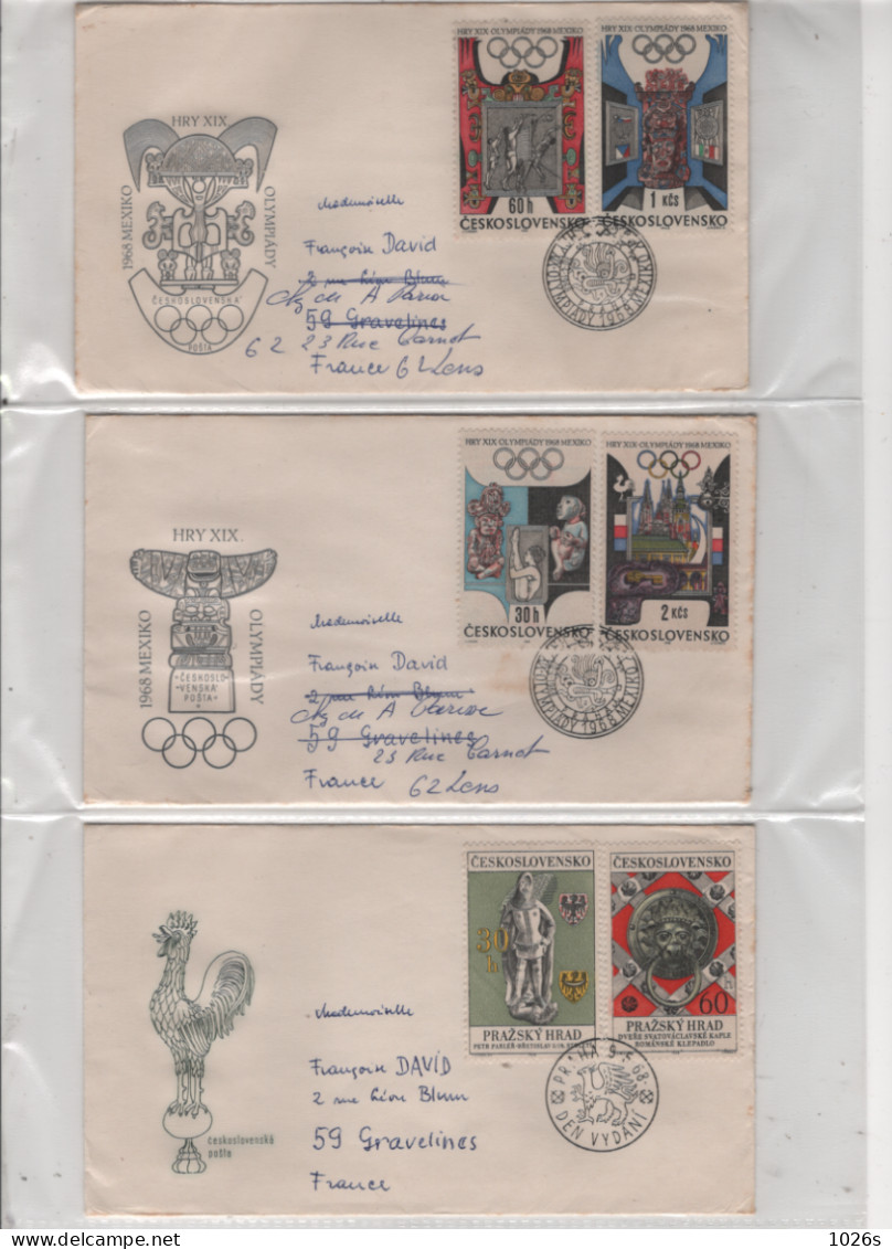 LOT DE 12 ENVELOPPES 1er JOUR DE TCHECOSLOVAQUIE DE 1968 - Brieven En Documenten