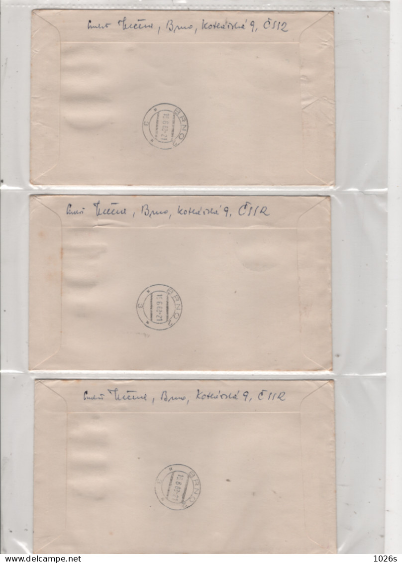 LOT DE 12 ENVELOPPES 1er JOUR DE TCHECOSLOVAQUIE DE 1968