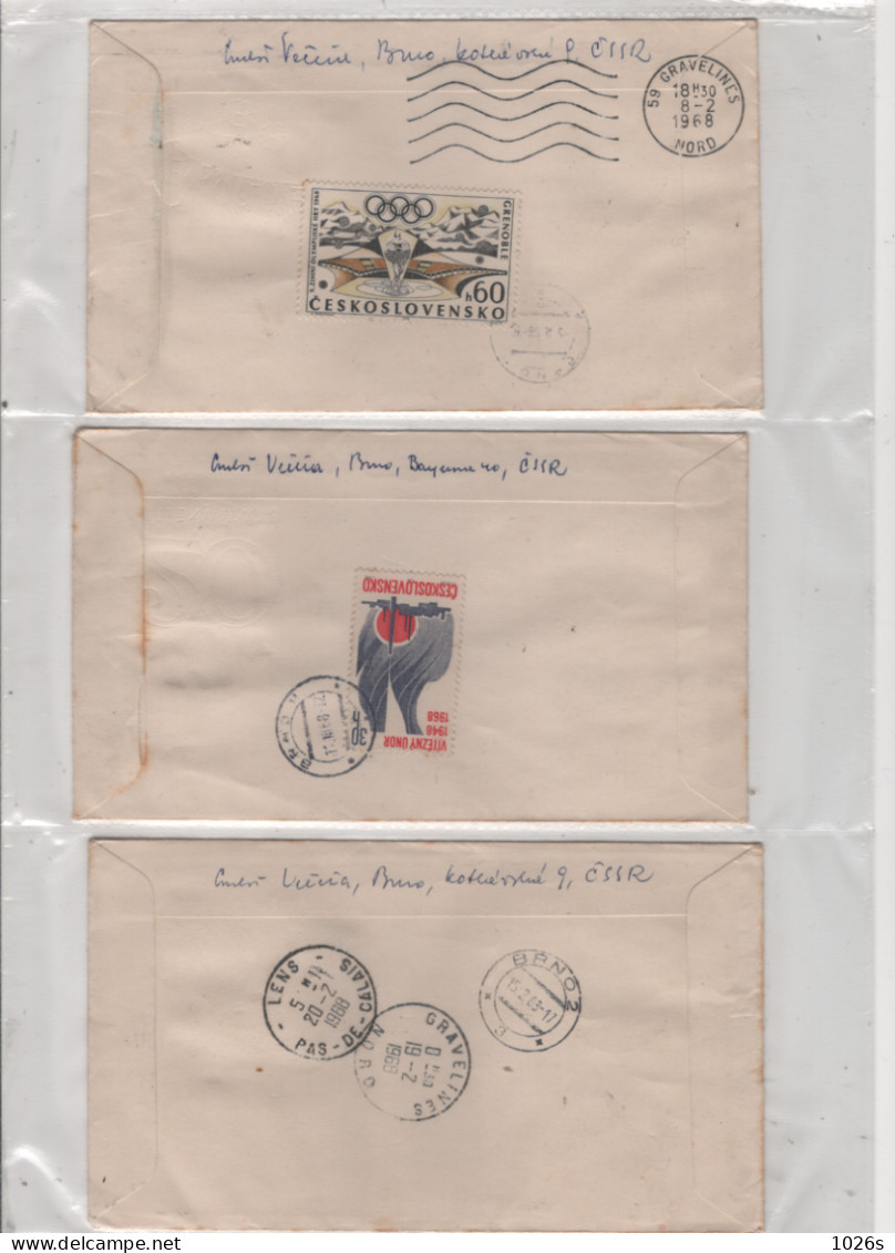 LOT DE 12 ENVELOPPES 1er JOUR DE TCHECOSLOVAQUIE DE 1968 - Storia Postale