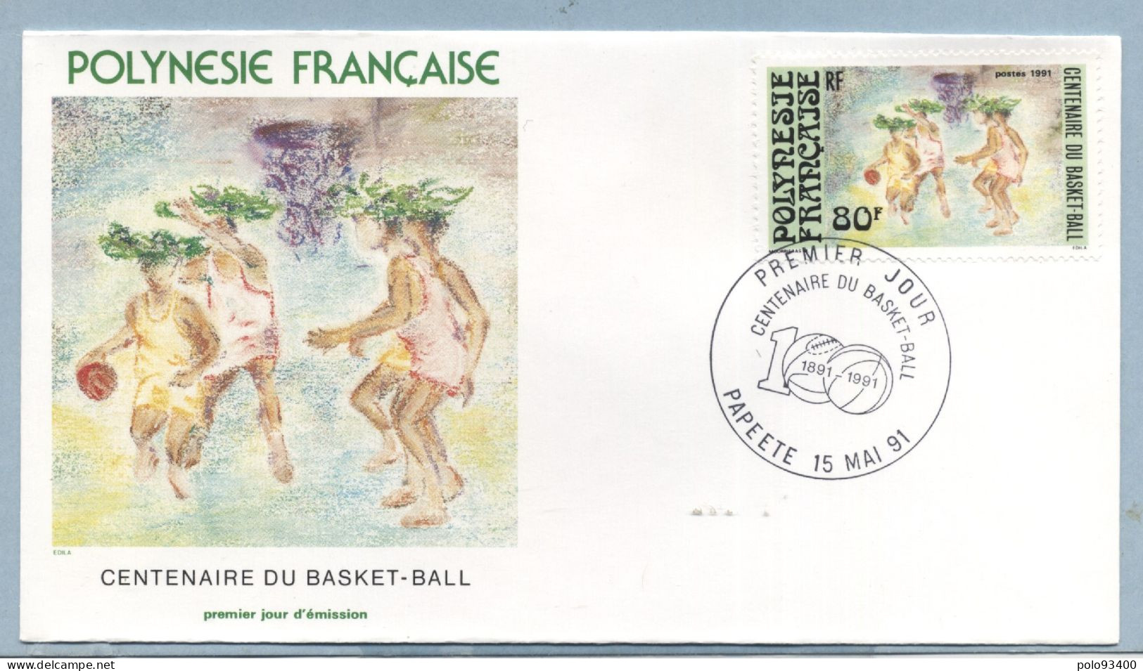 1991 MAI 15  Enveloppe1er Jour CENTENAIRE DU BASKET-BALL 80 FRANCS - Covers & Documents