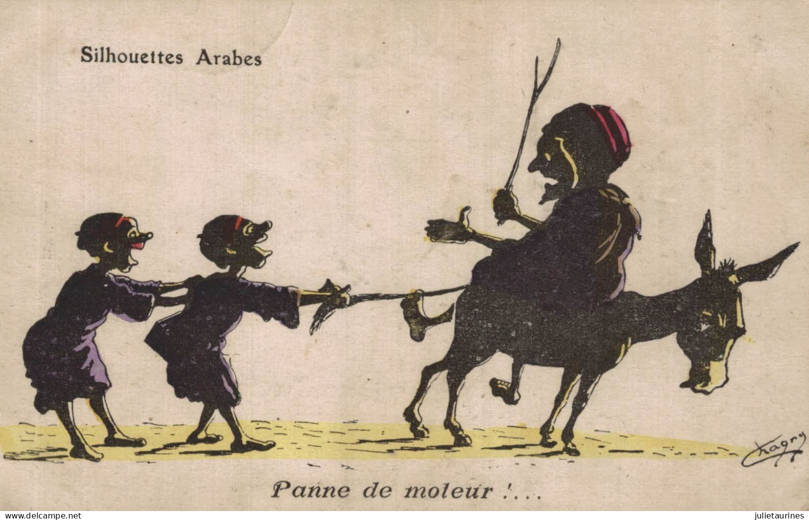 CHAGNY ILLUSTRATEUR  SILHOUETTES ARABES PANNE DE MOTEUR - Chagny
