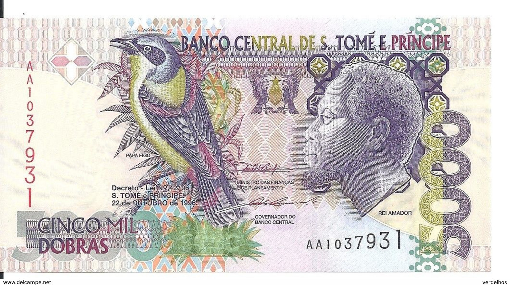 SAO TOME ET PRINCIPE 5000 DOBRAS 1996 UNC P 65 A - Sao Tomé Et Principe