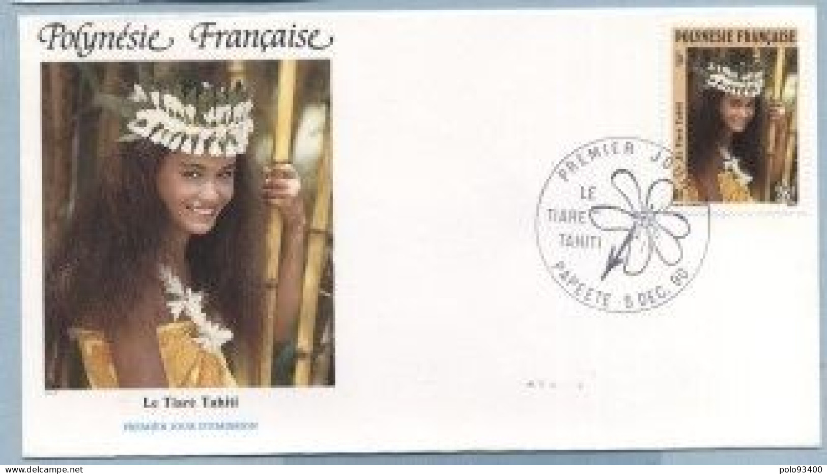 1990 DECEMBRE 05 Enveloppe1er Jour  LE TIARE TAHITI 28 FRANCS - Covers & Documents