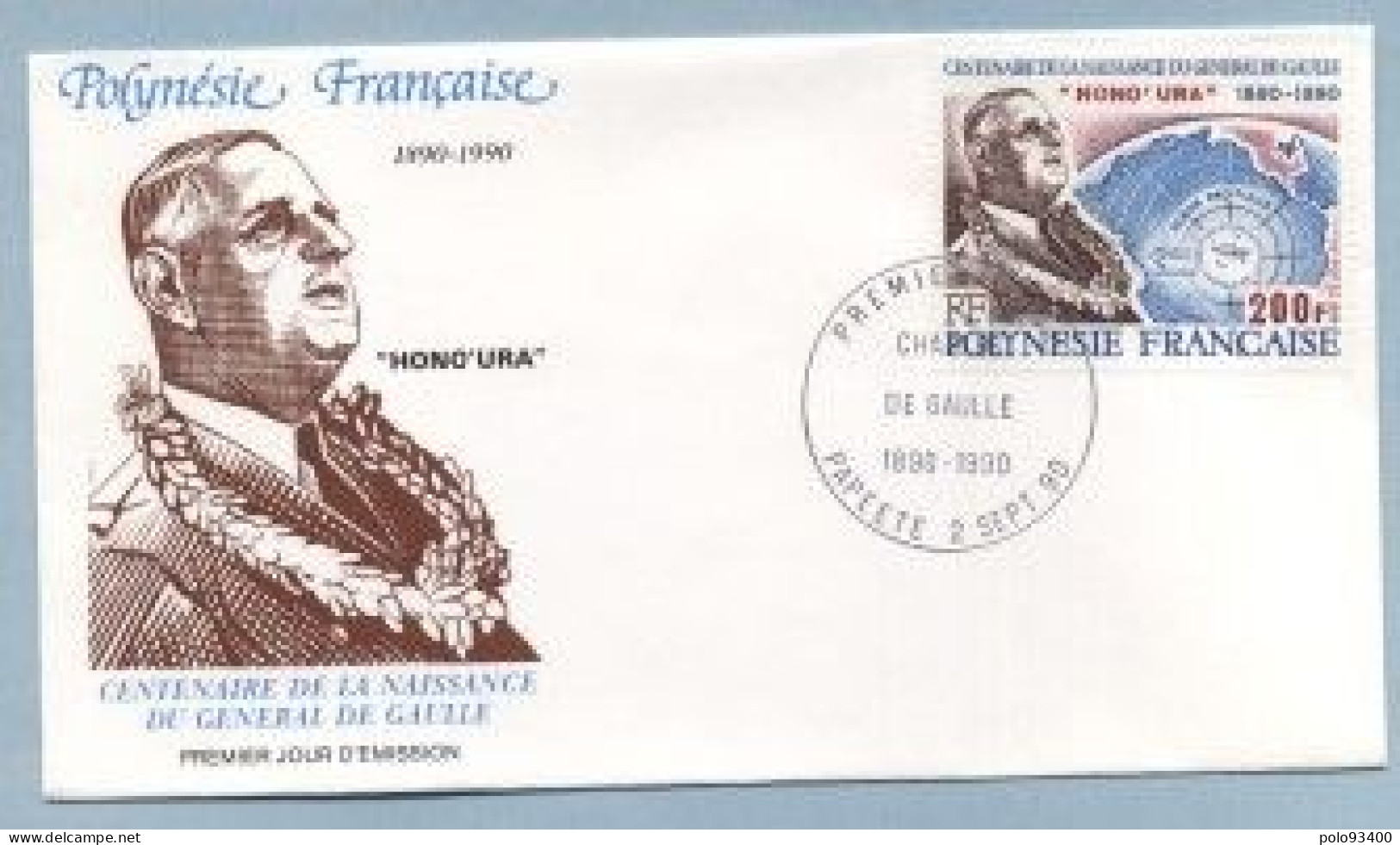 1990 SEPTEMBRE 02  Enveloppe1er Jour  CHARLES DE GAULLE 200 FRANCS - Covers & Documents