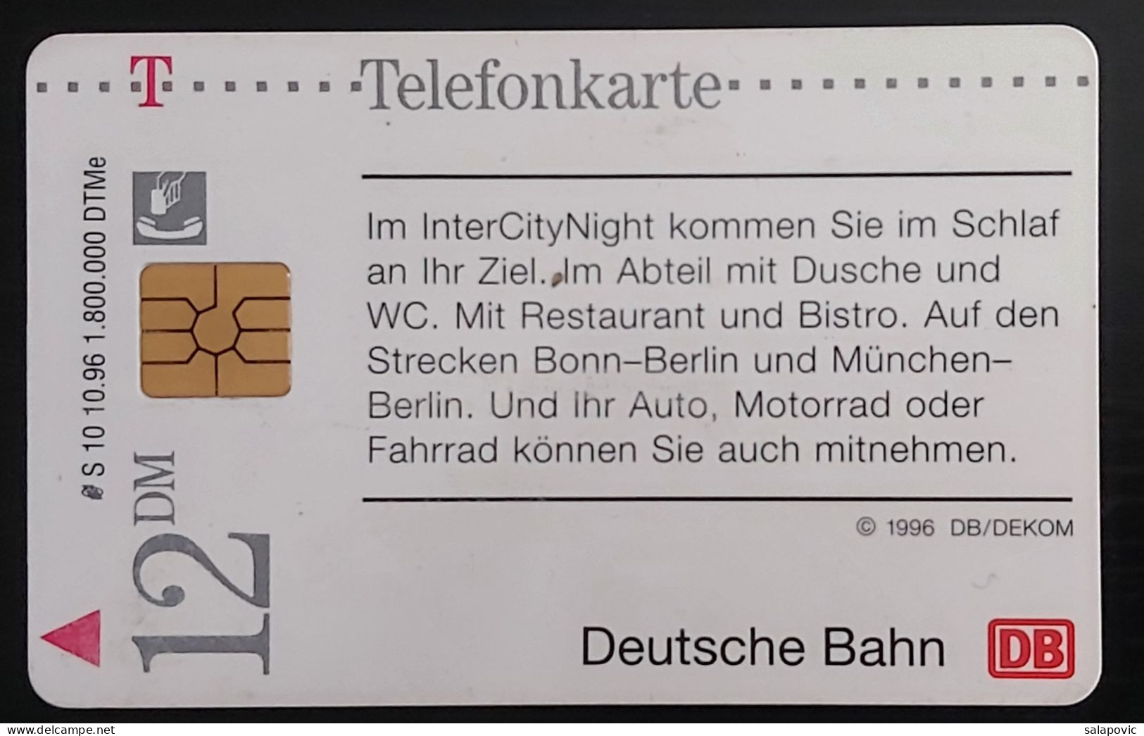 Germany, Deutschland - Telekom- Intercity Train. Die Bahn Kommt, The Train Is Coming 12 DM TK 1/120 - Sonstige & Ohne Zuordnung