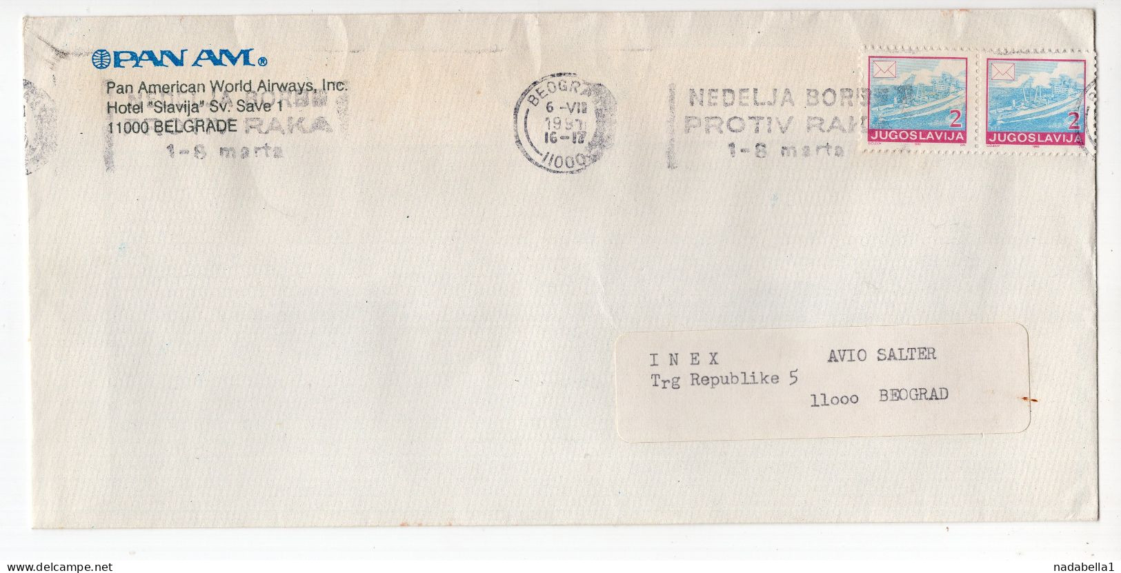 1997. YUGOSLAVIA,SERBIA,BELGRADE,PAN AM BELGRADE OFFICE,HEADED COVER - Brieven En Documenten