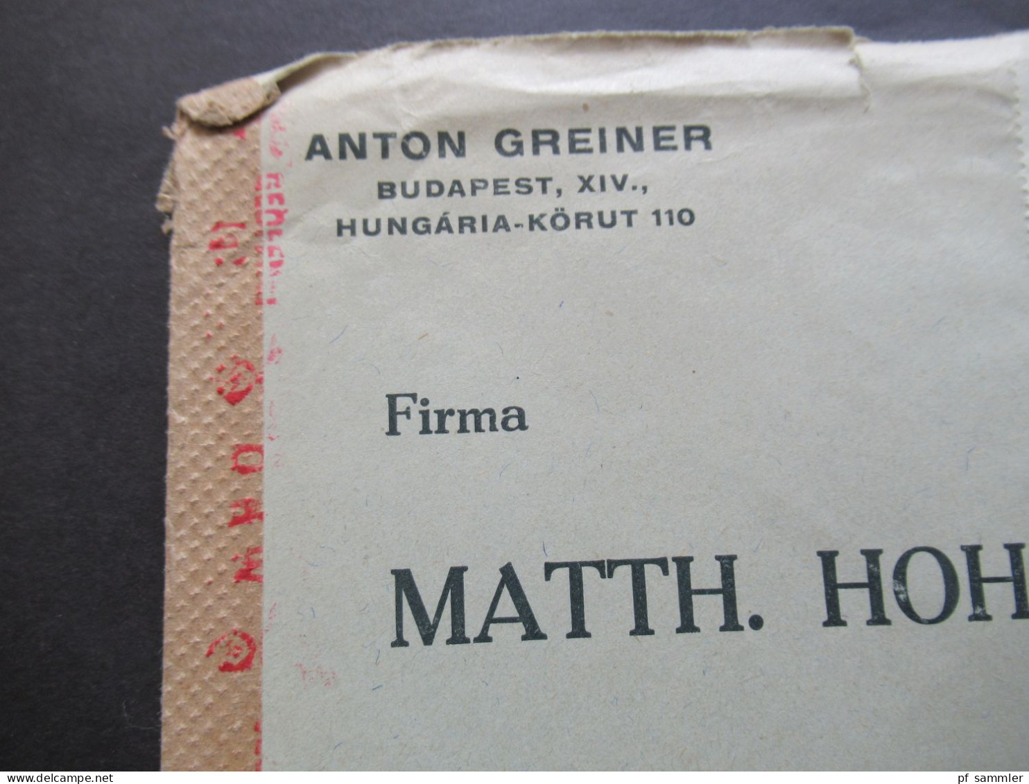 Ungarn Horthy Fliegerfonds (III) 1942 Auslandsbrief Nach Trossingen Zensurbeleg OKW Zensur Und Verschlussstreifen - Briefe U. Dokumente