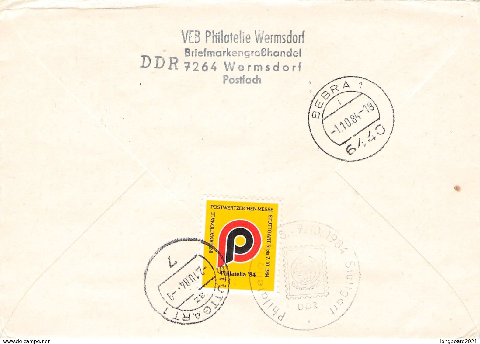 DDR - SONDERGANZSACHE 28.9.84 WERMSDORF - STUTTGART  /*42 - Enveloppes - Oblitérées