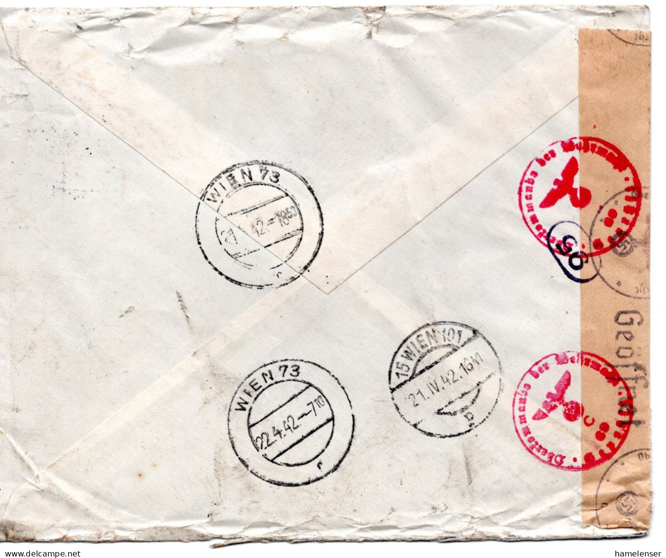 67114 - Niederlande - 1942 - 20c Taube MiF A EilBf M Dt Zensur S GRAVENHAGE -> WIEN (Deutschland) - Cartas & Documentos