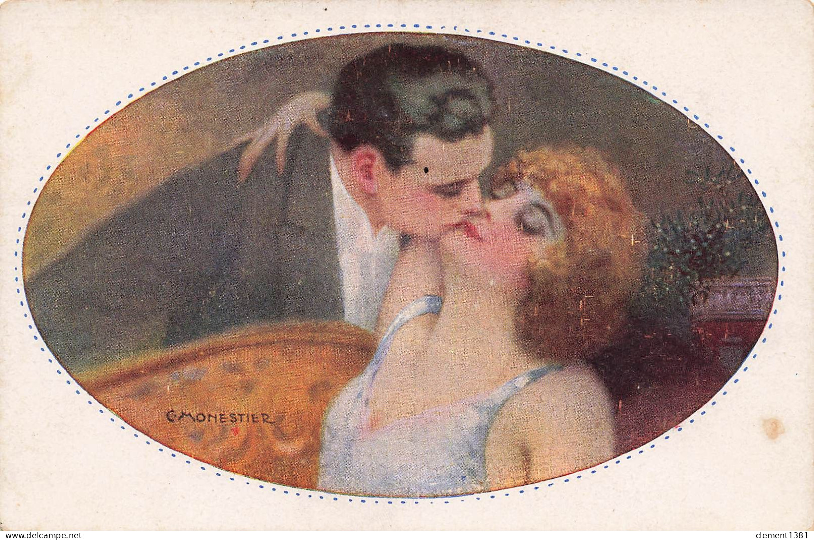 Illustrateur Illustration C MONESTIER Couple S'embrassant - Monestier, C.
