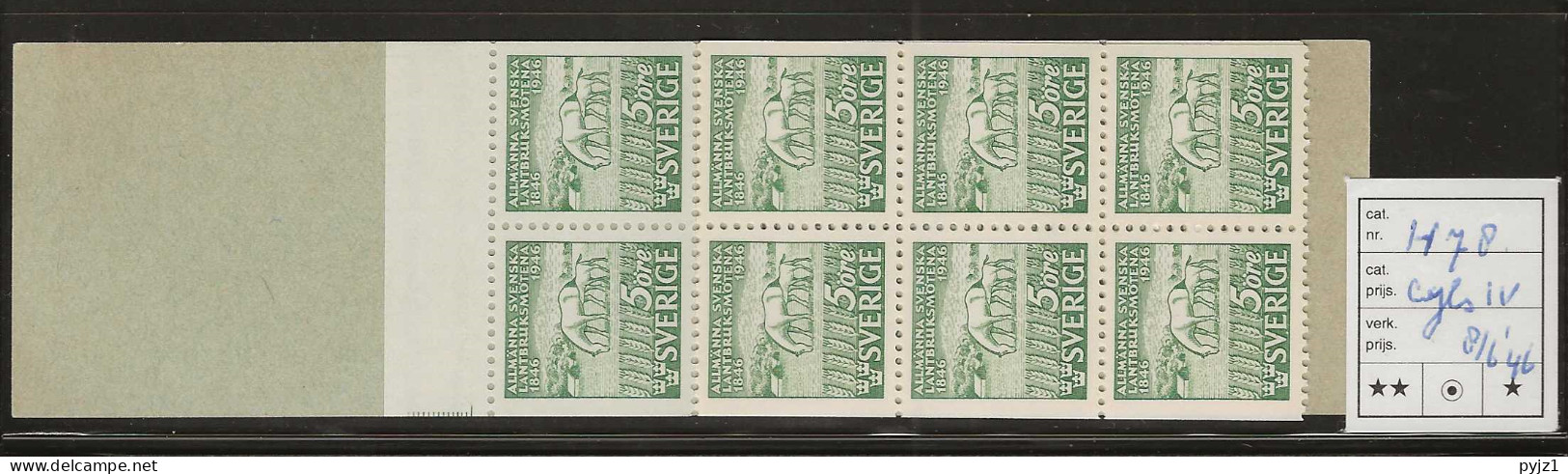 1946 MNH Sweden Booklet Facit H78 Cyls 1v Postfris** - 1904-50