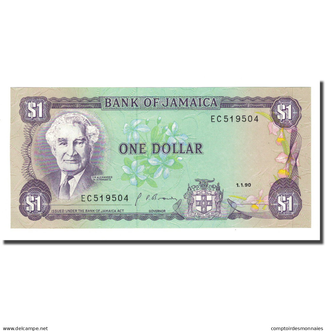 Billet, Jamaica, 1 Dollar, 1990-01-01, KM:68Ad, NEUF - Jamaique