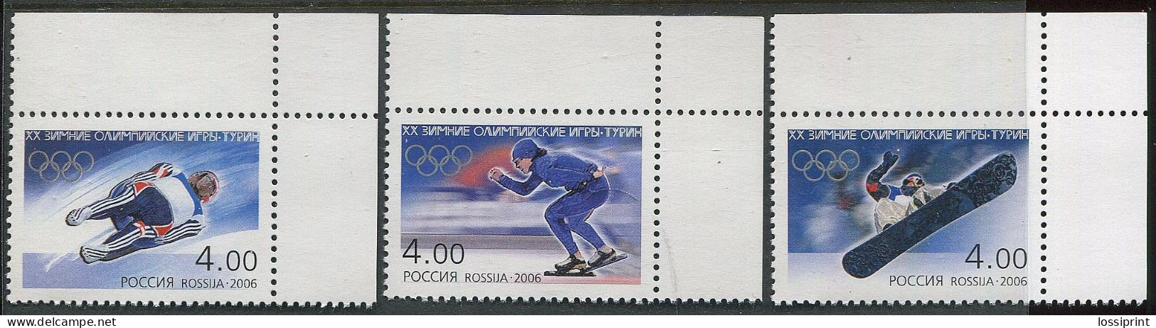 Russia:Unused Stamps Torino Olympic Games 2006, MNH, Corners - Winter 2006: Torino