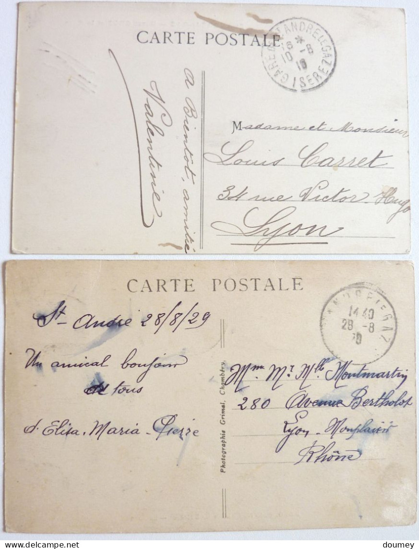 2 CARTES - HÔTEL GROS ET LA GARE , LA GARE  - St-ANDRÉ Le GAZ - Saint-André-le-Gaz