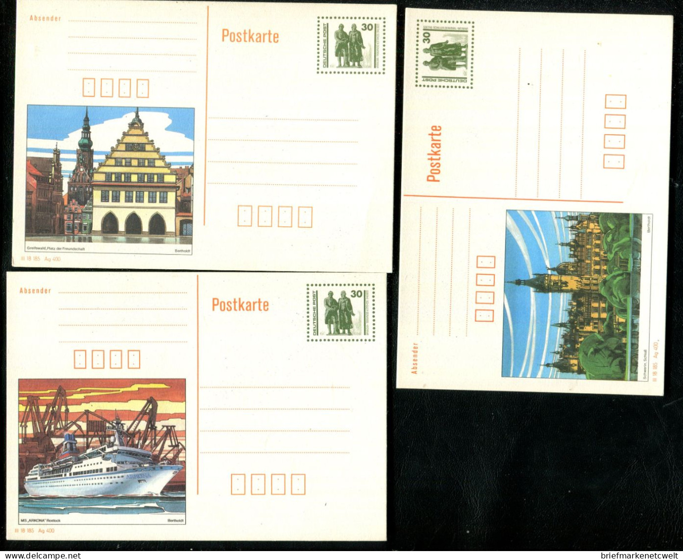 "DDR" 1990, Bildpostkarten Mi. P 109/01-P 109/03 ** (16396) - Postkarten - Ungebraucht